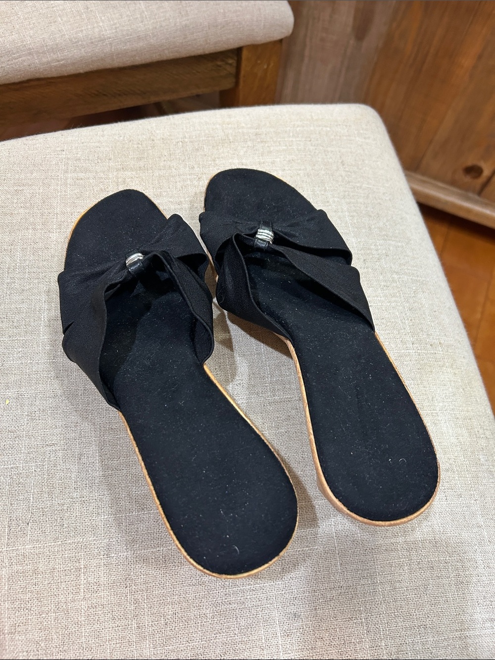 Italian Shoemakers Black Knot Slide Mules